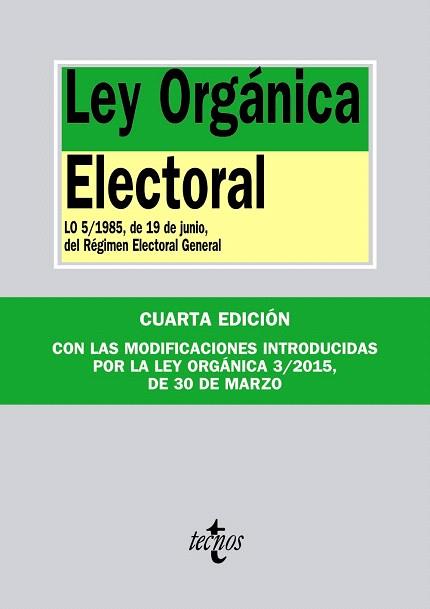 LEY ORGÁNICA ELECTORAL | 9788430965953 | EDITORIAL TECNOS | Llibres Parcir | Llibreria Parcir | Llibreria online de Manresa | Comprar llibres en català i castellà online