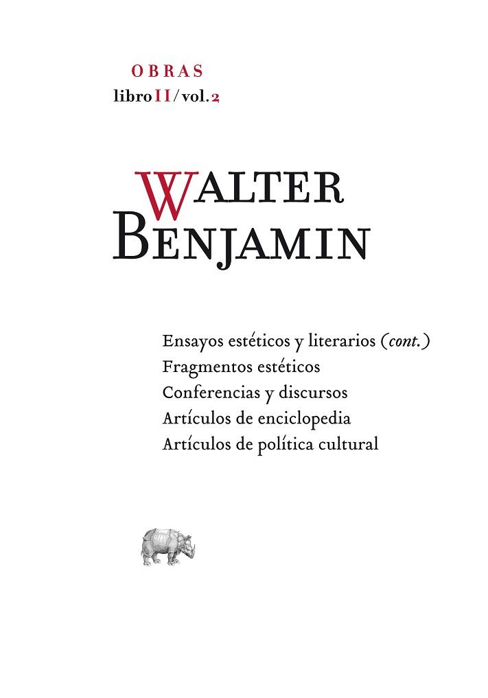 OBRA COMPLETA. LIBRO II-2 | 9788496775497 | BENJAMIN, WALTER | Llibres Parcir | Librería Parcir | Librería online de Manresa | Comprar libros en catalán y castellano online