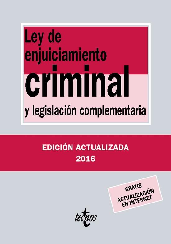 LEY DE ENJUICIAMIENTO CRIMINAL | 9788430970018 | EDITORIAL TECNOS | Llibres Parcir | Llibreria Parcir | Llibreria online de Manresa | Comprar llibres en català i castellà online