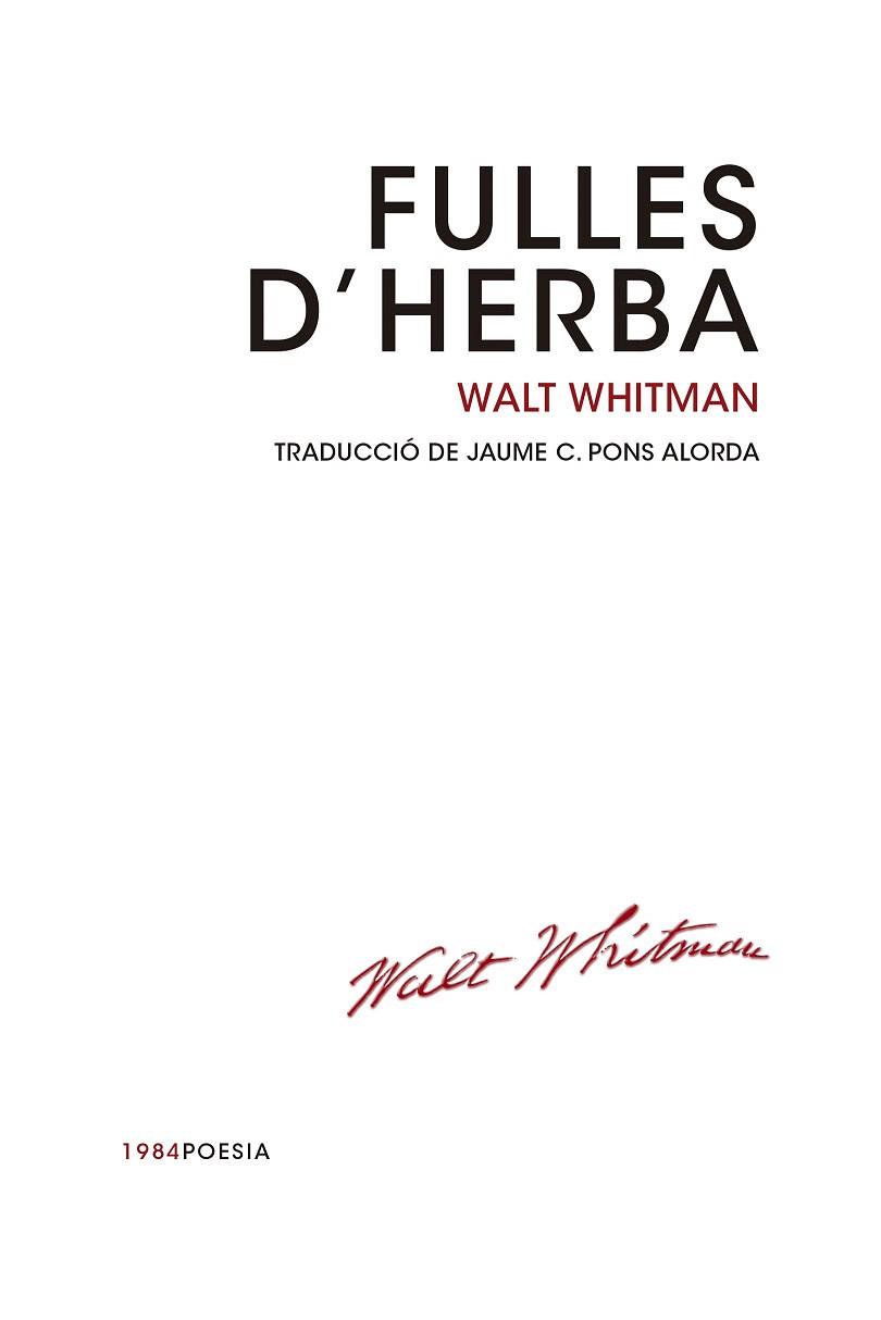 FULLES D'HERBA | 9788415835301 | WHITMAN, WALT | Llibres Parcir | Llibreria Parcir | Llibreria online de Manresa | Comprar llibres en català i castellà online