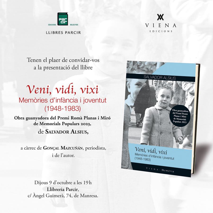 Presentació del llibre "Veni, vidi, vixi", de Salvador Alsius - Llibres Parcir | Llibreria Parcir | Llibreria online de Manresa | Comprar llibres en català i castellà online