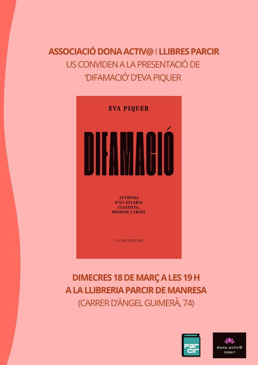 Presentació "Difamació", d'Eva Piquer - Llibres Parcir | Llibreria Parcir | Llibreria online de Manresa | Comprar llibres en català i castellà online