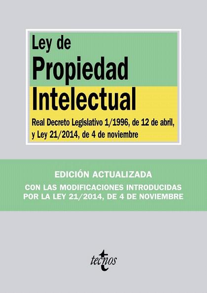 LEY DE PROPIEDAD INTELECTUAL | 9788430965373 | EDITORIAL TECNOS | Llibres Parcir | Llibreria Parcir | Llibreria online de Manresa | Comprar llibres en català i castellà online