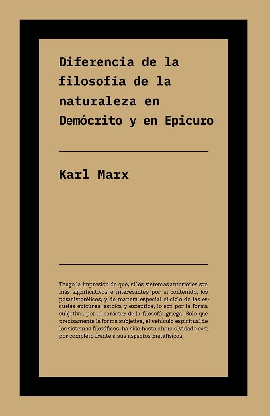 DIFERENCIA ENTRE LA FILOSOFÍA DE LA NATURALEZA EN DEMÓCRITO Y EN EPICURO | 9791388115141 | MARX, KARL | Llibres Parcir | Llibreria Parcir | Llibreria online de Manresa | Comprar llibres en català i castellà online