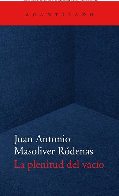 LA PLENITUD DEL VACÍO | 9788418370779 | MASOLIVER RÓDENAS, JUAN ANTONIO | Llibres Parcir | Llibreria Parcir | Llibreria online de Manresa | Comprar llibres en català i castellà online