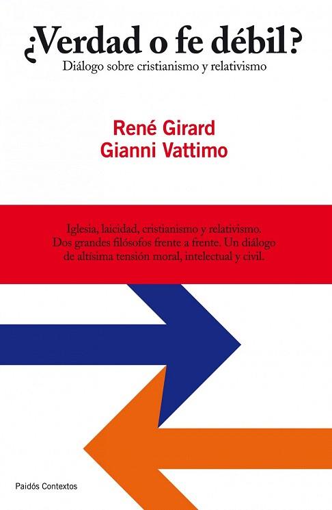 VERDAD O FE DEBIL ? dialogo sobre cristianismo y relativism | 9788449324635 | RENE GIRARD GIANNI VATTIMO | Llibres Parcir | Librería Parcir | Librería online de Manresa | Comprar libros en catalán y castellano online