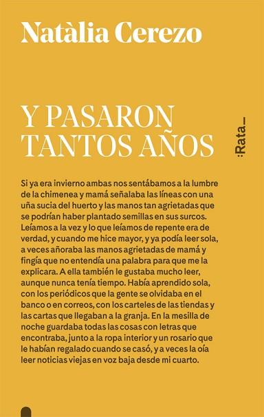 Y PASARON TANTOS AÑOS | 9788416738052 | CEREZO, NATÀLIA | Llibres Parcir | Librería Parcir | Librería online de Manresa | Comprar libros en catalán y castellano online