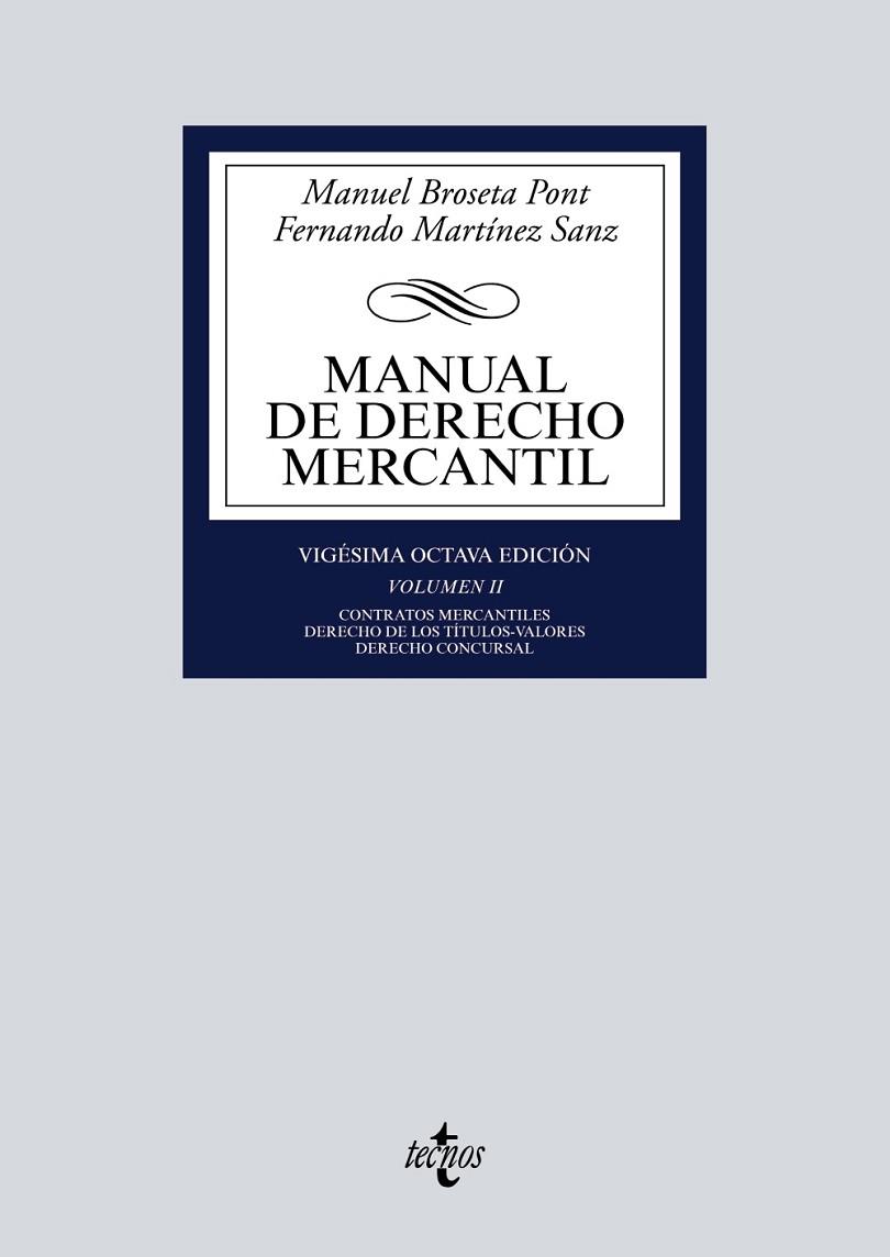 MANUAL DE DERECHO MERCANTIL | 9788430982547 | BROSETA PONT, MANUEL / MARTÍNEZ SANZ, FERNANDO | Llibres Parcir | Llibreria Parcir | Llibreria online de Manresa | Comprar llibres en català i castellà online
