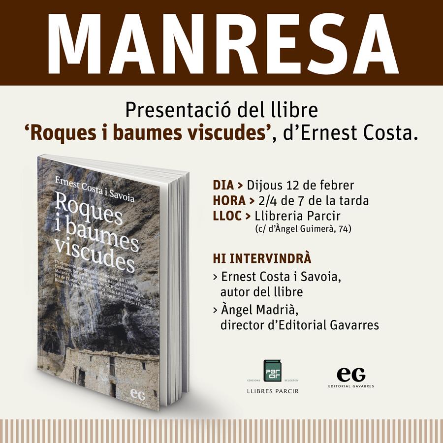 Presentació "Roques i baumes viscudes", d'Ernest Costa - Llibres Parcir | Llibreria Parcir | Llibreria online de Manresa | Comprar llibres en català i castellà online