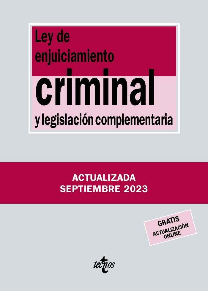 LEY DE ENJUICIAMIENTO CRIMINAL Y LEGISLACIÓN COMPLEMENTARIA | 9788430988433 | EDITORIAL TECNOS | Llibres Parcir | Llibreria Parcir | Llibreria online de Manresa | Comprar llibres en català i castellà online