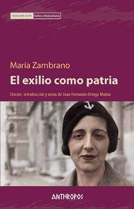 EL EXILIO COMO PATRIA | 9788415260882 | ZAMBRANO, MARÍA | Llibres Parcir | Llibreria Parcir | Llibreria online de Manresa | Comprar llibres en català i castellà online