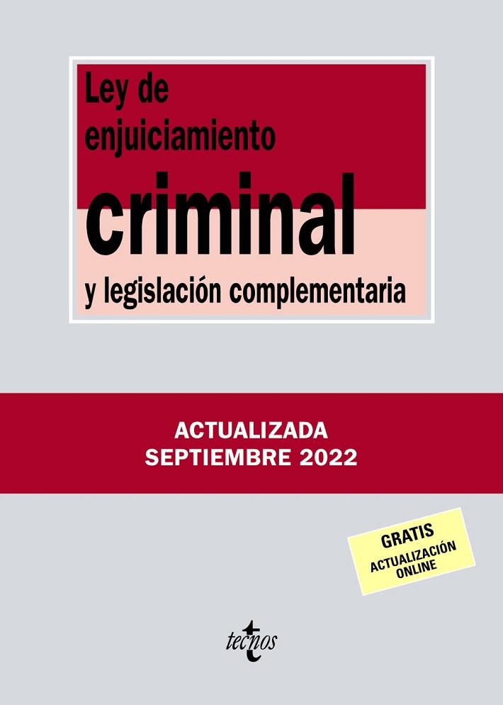 LEY DE ENJUICIAMIENTO CRIMINAL Y LEGISLACIÓN COMPLEMENTARIA | 9788430985630 | EDITORIAL TECNOS | Llibres Parcir | Llibreria Parcir | Llibreria online de Manresa | Comprar llibres en català i castellà online