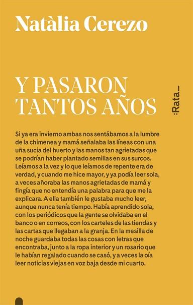 Y PASARON TANTOS AÑOS | 9788416738052 | CEREZO, NATÀLIA | Llibres Parcir | Llibreria Parcir | Llibreria online de Manresa | Comprar llibres en català i castellà online