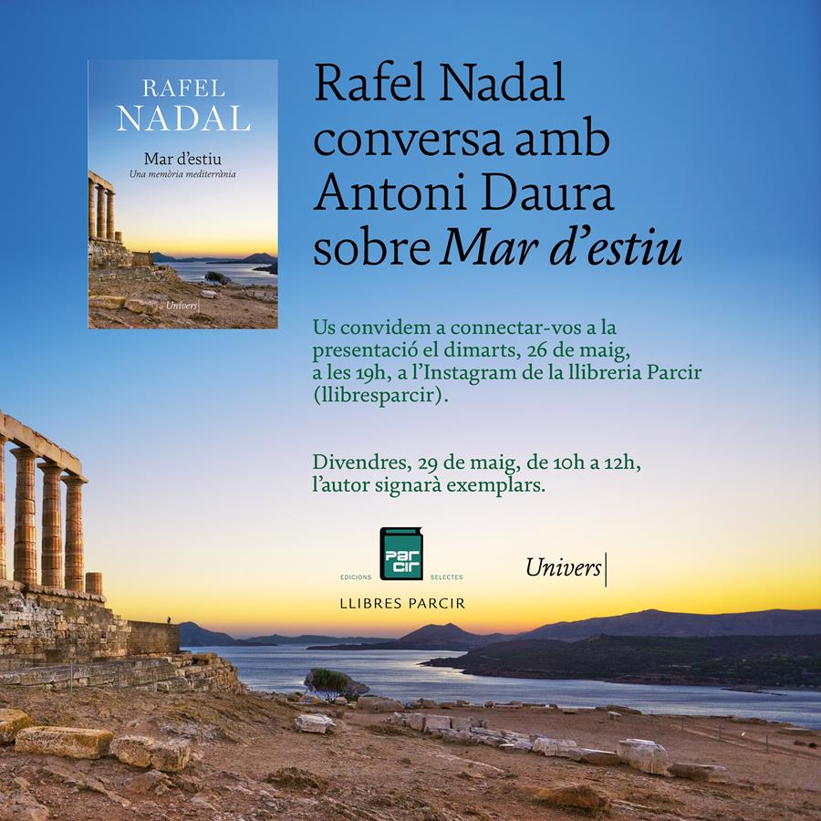 PRESENTACIÓ DE "MAR D'ESTIU" de RAFEL NADAL - Llibres Parcir | Llibreria Parcir | Llibreria online de Manresa | Comprar llibres en català i castellà online