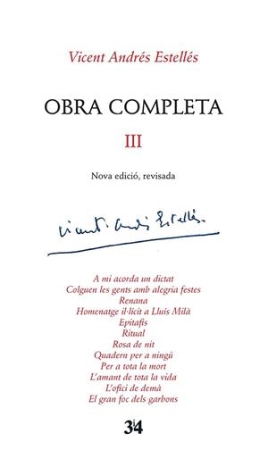 OBRA COMPLETA III | 9788416789016 | ANDRÉS ESTELLÉS, VICENT | Llibres Parcir | Llibreria Parcir | Llibreria online de Manresa | Comprar llibres en català i castellà online