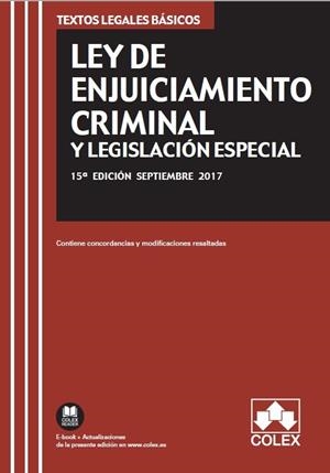 LEY DE ENJUICIAMIENTO CRIMINAL Y LEGISLACIÓN ESPECIAL | 9788417135102 | EDITORIAL COLEX S.L. | Llibres Parcir | Llibreria Parcir | Llibreria online de Manresa | Comprar llibres en català i castellà online