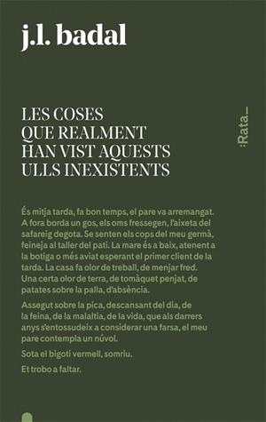 LES COSES QUE REALMENT HAN VIST AQUESTS ULLS INEXISTENTS | 9788416738144 | BADAL, JOSEP LLUíS | Llibres Parcir | Llibreria Parcir | Llibreria online de Manresa | Comprar llibres en català i castellà online