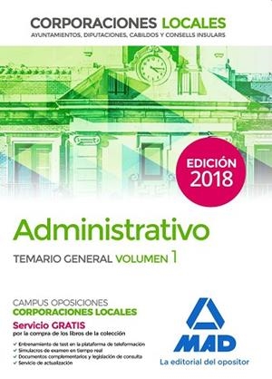 ADMINISTRATIVO DE LAS CORPORACIONES LOCALES. TEMARIO GENERAL VOLUMEN 1 | 9788414216491 | AA.VV. | Llibres Parcir | Librería Parcir | Librería online de Manresa | Comprar libros en catalán y castellano online