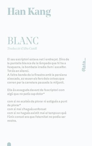 BLANC | 9788416738502 | HAN KANG | Llibres Parcir | Librería Parcir | Librería online de Manresa | Comprar libros en catalán y castellano online