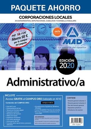 PAQUETE AHORRO ADMINISTRATIVO DE CORPORACIONES LOCALES. AHORRO DE 68 € (INCLUYE | 9788414235928 | VV. AA. | Llibres Parcir | Librería Parcir | Librería online de Manresa | Comprar libros en catalán y castellano online