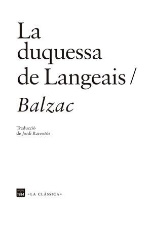 LA DUQUESSA DE LANGEAIS | 9788418858161 | BALZAC, HONORÉ DE | Llibres Parcir | Llibreria Parcir | Llibreria online de Manresa | Comprar llibres en català i castellà online