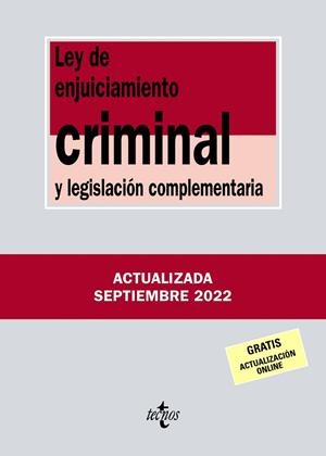 LEY DE ENJUICIAMIENTO CRIMINAL Y LEGISLACIÓN COMPLEMENTARIA | 9788430985630 | EDITORIAL TECNOS | Llibres Parcir | Librería Parcir | Librería online de Manresa | Comprar libros en catalán y castellano online
